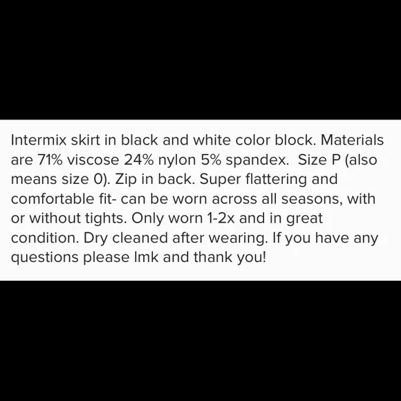 Intermix black and white skirt p xs 0